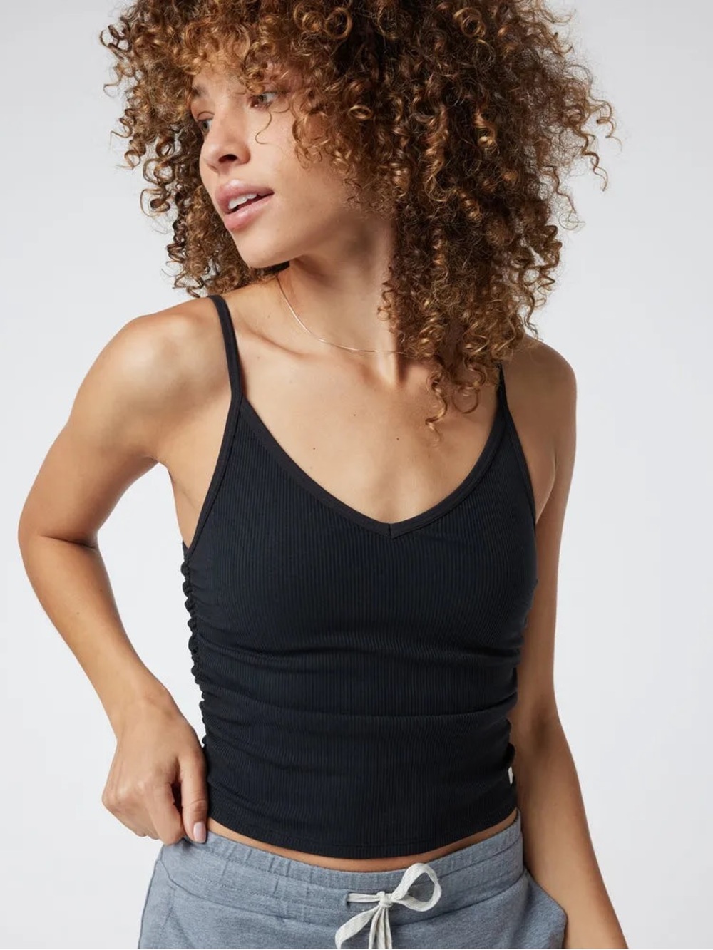 SOLD!!!!    VUORI Ribbed Ruched Black Tank Top